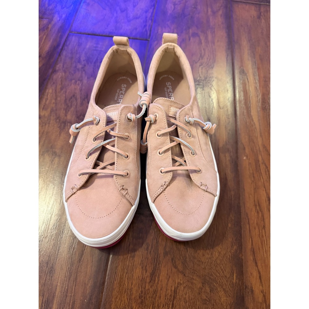 Sperry Crest Vibe Platform Sneakers Pink Suede Leather Lace Up Shoes Women's 9